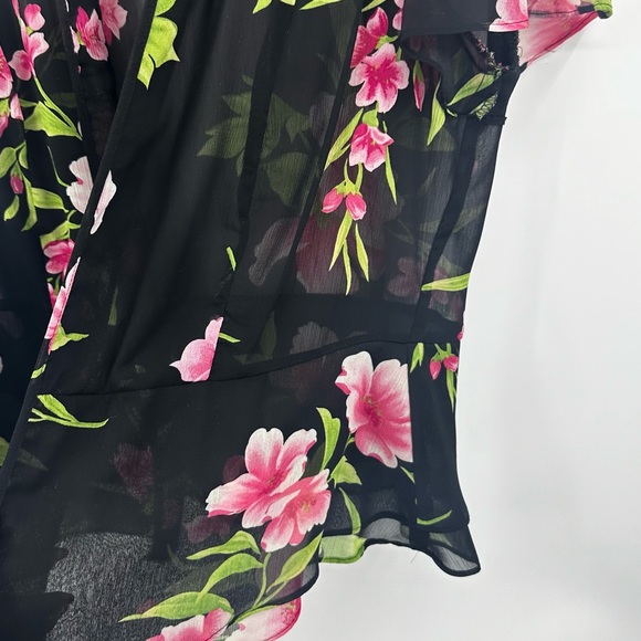 Vintage Y2K Coquette Floral Black Sheer Cardigan Size 12 Whimsical Early 2000s - Picture 4 of 7